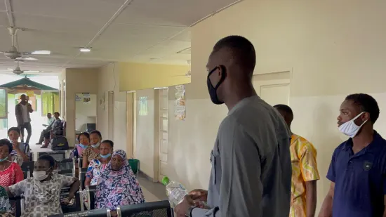 Pr. Joseph Ante addressing the Prenatal Ward, General Hospital Iquita, Oron, 2022
