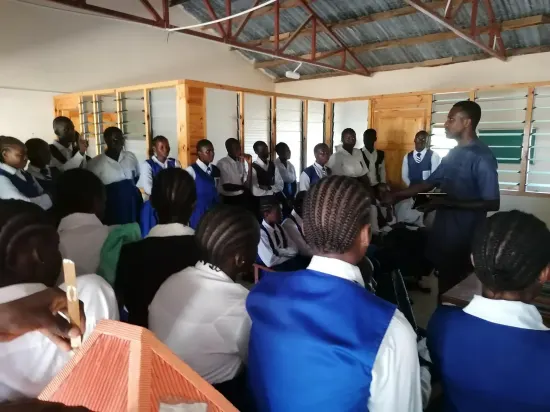 Students in a classroom during a school outreach session, The Gambia 2024