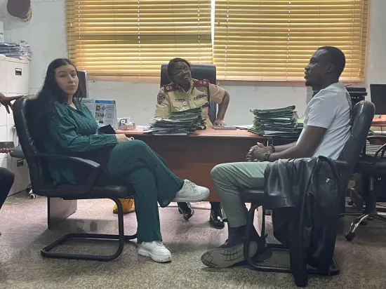 Pr. Joseph Ante and Pr. Jorgina Ante in a meeting at the Federal Road Safety Corps headquarters, Nigeria 2023