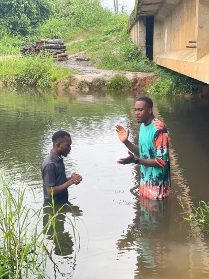 Prayer before a river baptism, Nigeria 2023