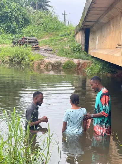 River baptism service in progress, Nigeria 2023