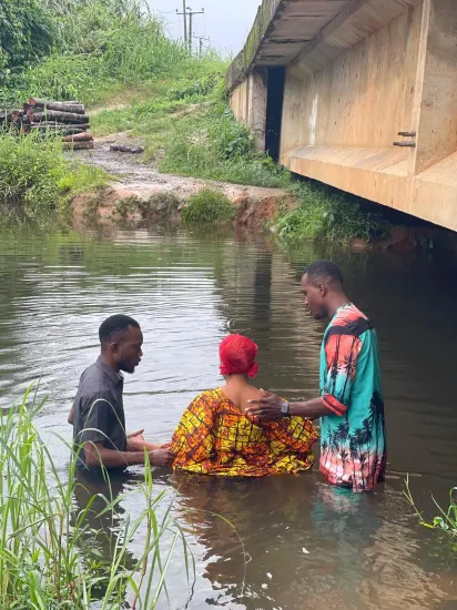 Prayer before a river baptism, Nigeria 2023
