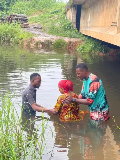 River baptism service in progress, Nigeria 2023