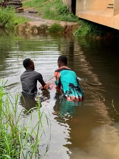 River baptism with prayer from the ministry team, Nigeria 2023