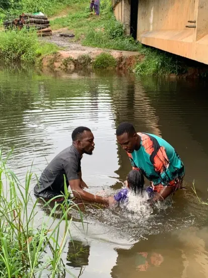 Prayer before a river baptism, Nigeria 2023